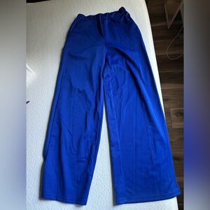 Vibrant Blue Wide-Leg Pants with Elastic Waistband